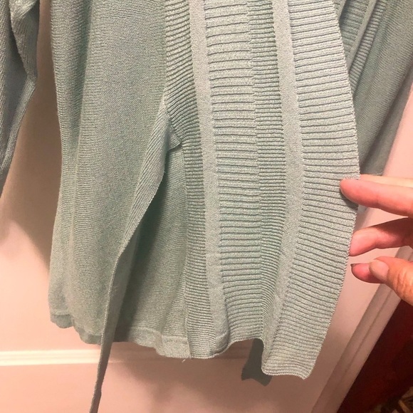 Banana Republic mint green lightweight open wrap cardigan 3/4 sleeve Med Petite - Picture 10 of 11